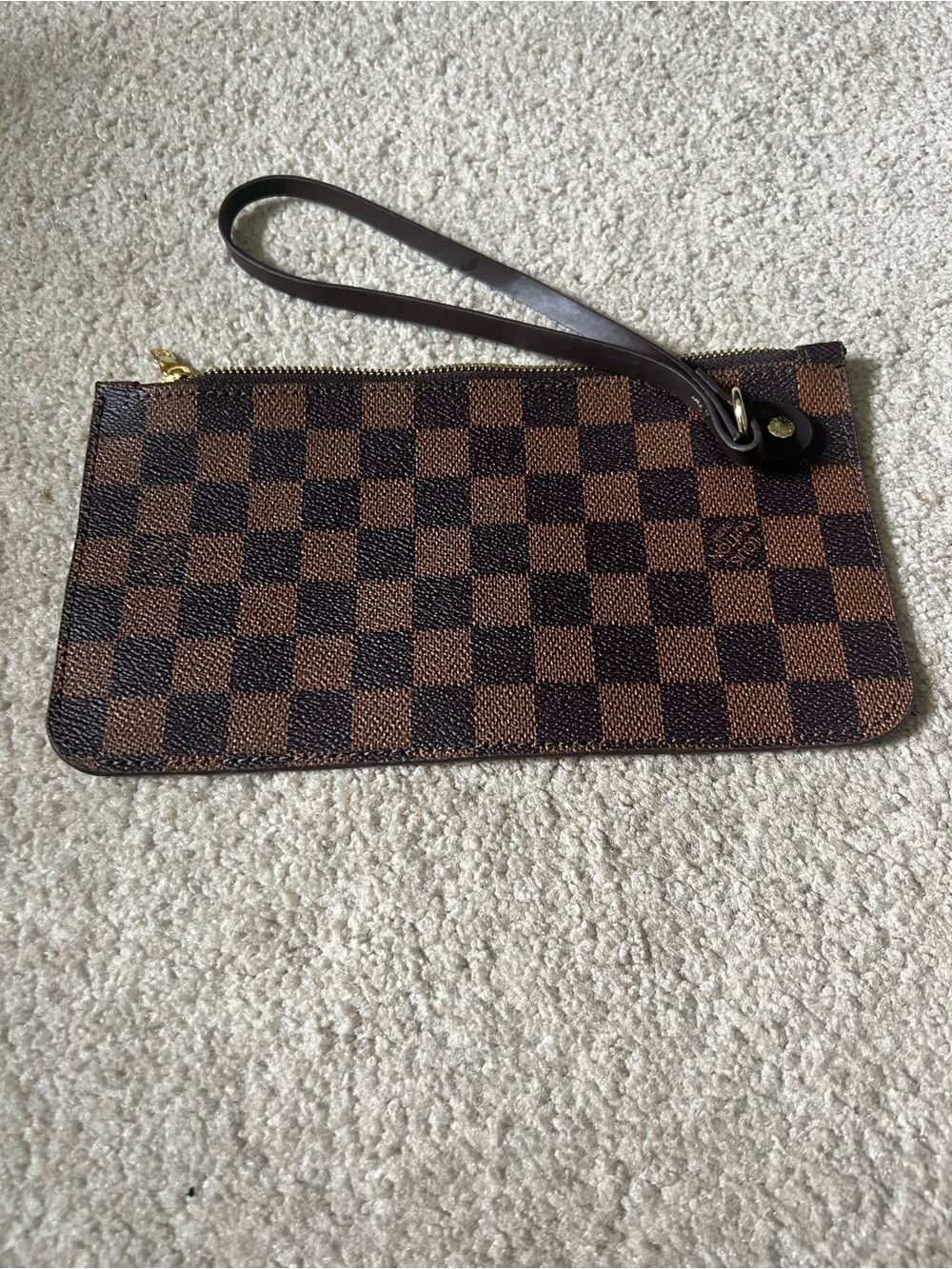 Luxury Brown Check Wristlet Clutch